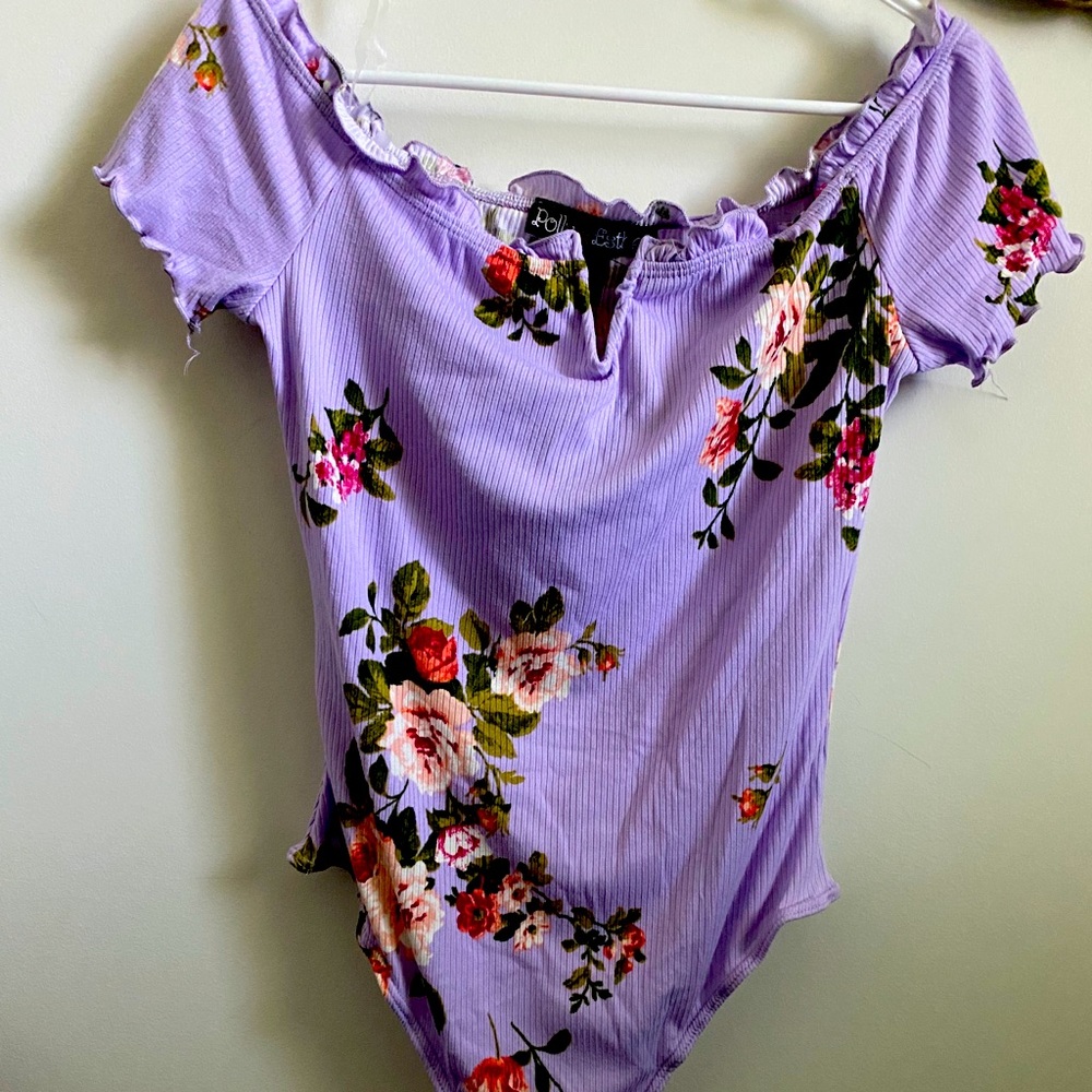Purple bodysuit with flowers